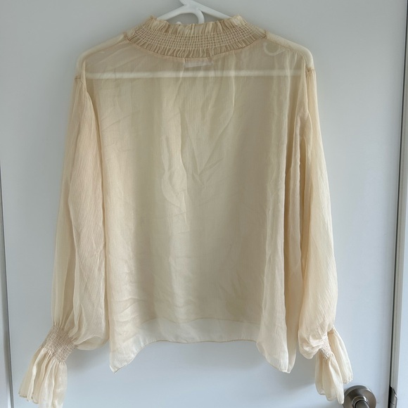 Oak+fort see thru blouse + camisole, elasticated cuff, size S - Picture 8 of 9